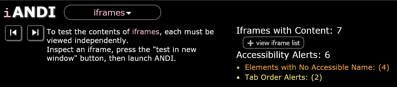 iANDI accessible iframes testing
