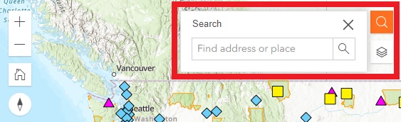 Map navigation search box